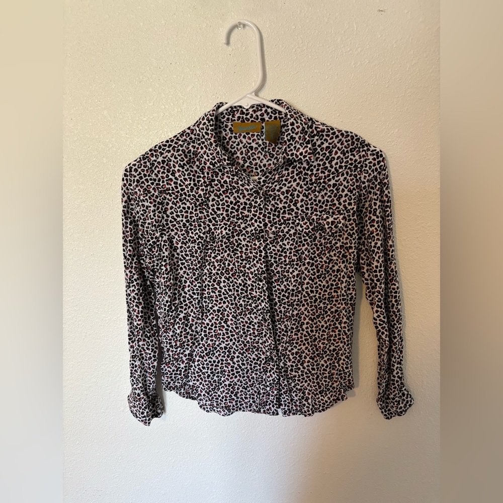 Wrangler Black and White Leopard Print Kids Button Down Shirt